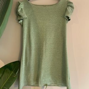 Puffy Shoulder Sleeve Green Mini Dress Small